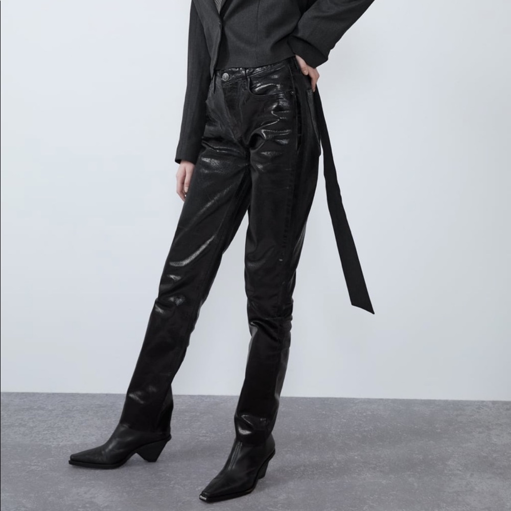 Wet look Zara jeans